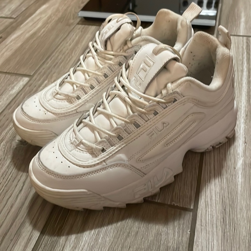White Fila platform sneakers. Gently worn. Size 10 women